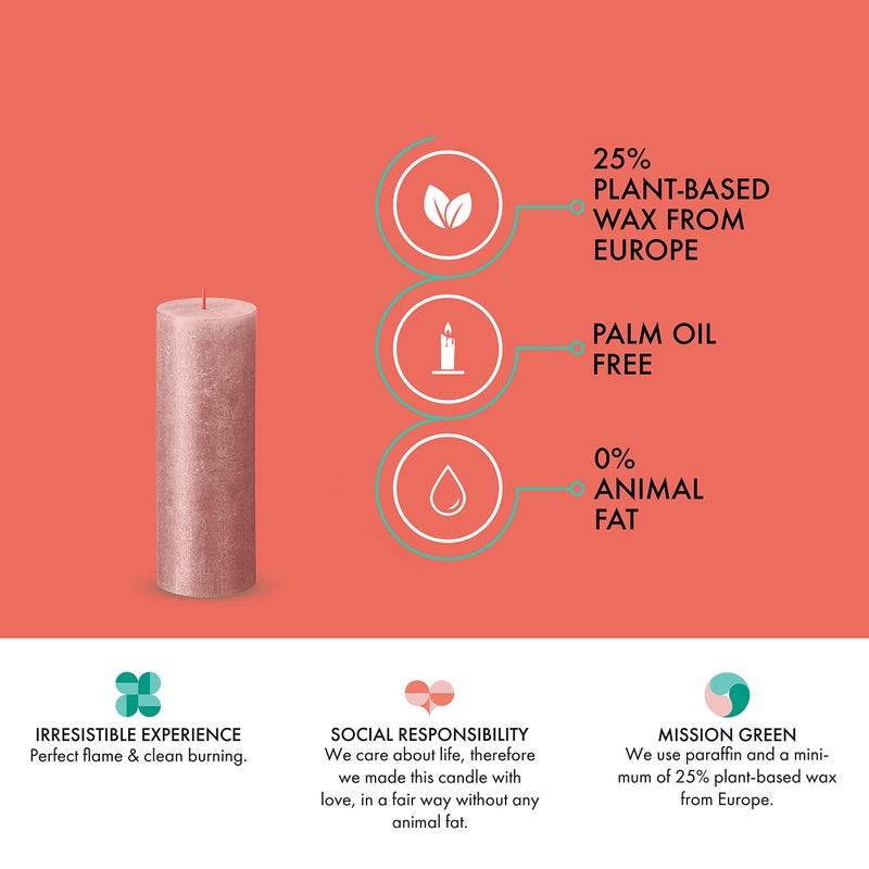 BOLSIUS Pink Shimmer Metallic Pillar Candles 4 Pack - 2.75 X 7.5 Inches - Premium European Quality - Includes Natural Plant-Based Wax - Unscented Dripless Smokeless 85 Hour Party & Wedding Candles - Image 4